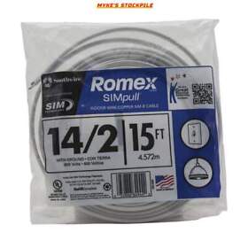28827426 14/2 Solid Romex 15 Ft. Copper Nm-b With Ground Wire Home Power Electric Supply