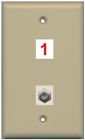 1xcustom 1xcoax Ivory Gang Port Flat Cable 1 Jack Wall Plate Tv