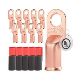 Airic St10-awl35-8 10 Pcs Ul Listed 2 Awg - 5/16 Inch Battery Cable Lugs Heat Shrink Ring Ter