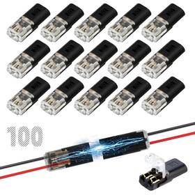 Almighty Tools D1001 100pcs Double Wire Plug In Connector 2-pin Low Voltage Connectors With