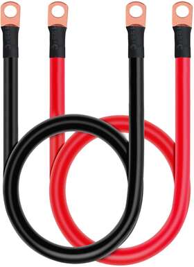 Am-bic-0620m10m8 Ampper 6 Awg Battery Cable Set 20 Inch Copper Power Inverter Cables With Termin