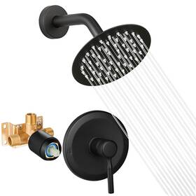 77b707r Apromoom Black Shower Head And Faucet Set Complete With Valve Fixtures 6 I