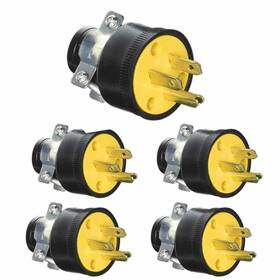 Pt-7915-5pc Atb 5 Pc Male Extension Cord Replacement Electrical End Plugs Grounded 15amp 125v