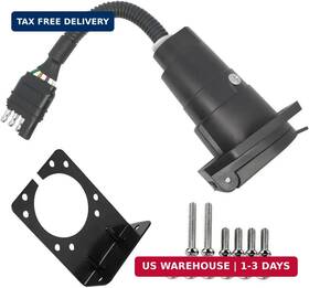 Carrofix 607376355743 4 Way Flat To 7 Blade Trailer Wiring Adapter Truck Connector Plug With Mount