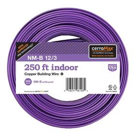 147-16093g Cerrowire 250 Ft. 12/3 Purple Solid Cerromax Slipwire Copper Nm-b Wire