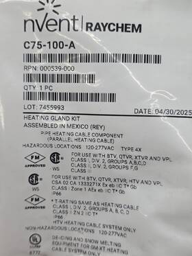 000539-000 Chemelex Nip Chemelex/nvent/raychem C75-100-a Nema 4x Heating Cable Gland Kit