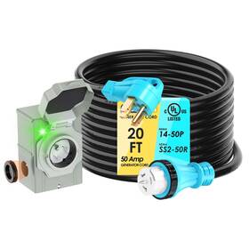 14-50p Circleriver Gecb20 50 Amp 20 Feet Generator Cord And Power Inlet Box Combo Kit Nema Male