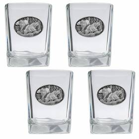 Cmc Heritage Pewter Hpdof113s Wildlife Black Bears Dbl Old Fashion Set Of 4 One Size