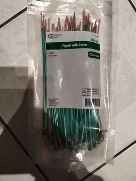 631-589 Commercial Electric 50 Pack Pigtail With Screw- 8 Inch Copper