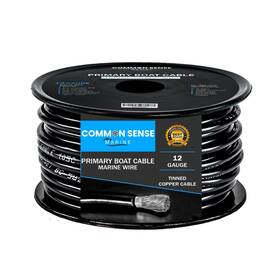 Mw12-bk-60 Common Sense Marine 12 Gauge Primary Boat Cable - 60 Ft Grade Wire Tinned Oxygen-free Copp