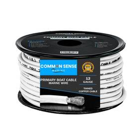 Mw12-wh-100 Common Sense Marine 12 Gauge Boat Cable 100ft Tinned Copper Pvc Wire Automotive Camper Tra