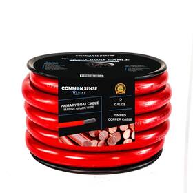 Common Sense Marine Mw2-rd-18 2 Gauge Primary Boat Cable - 18 Ft Wire Tinned Oxygen-free Copper Awg Ul