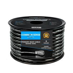 Mw6-bk-100 Common Sense Marine 6 Gauge Primary Boat Cable - 100 Ft Grade Wire Tinned Oxygen-free Copp