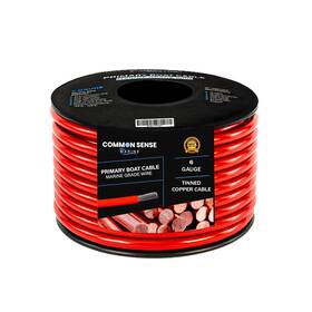 Mw6-rd-30 Common Sense Marine 6 Gauge Primary Boat Cable - 30 Ft Grade Wire Tinned Oxygen-free Coppe