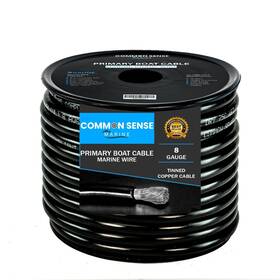 Mw8-bk-30 Common Sense Marine 8 Gauge Primary Boat Cable - 30 Ft Grade Wire Tinned Oxygen-free Coppe