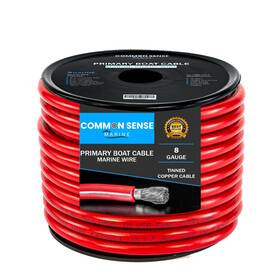 Mw8-rd-30 Common Sense Marine 8 Gauge Primary Boat Cable - 30 Ft Grade Wire Tinned Oxygen-free Copper