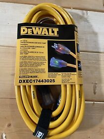 Dxec17443025 Dewalt 25 Feet Lighted Extension Cord Cgm 12/3 Sjtw Yellow