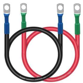 Digi Marker 714367655987 2 Awg Battery Cables - 24 Inch Car Inverter Cable Set With 3/8 Lugs