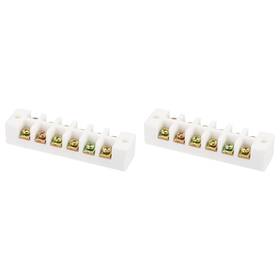 Duefixing 693974061988 2pcs 30a 110v-600v 6 Way Ceramics Terminal Blocks 98x24x20 Mm