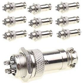 Exgoofit 698253513295 Aviation Plug Connector 10 Pairs Male Female Panel Metal Wire 4 Pins 10-pack