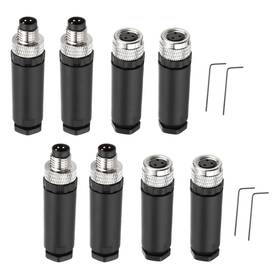 Fipux 609044706048 4pack 3 Pin M8 Female Male Aviation Connector Wire Plug A Coding 8mm Sensor