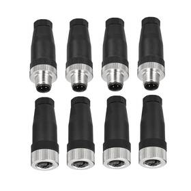 Fipux 609044793888 4 Set Pin M12 Male And Female Aviation Wire Connector Waterproof Ip67 Circular