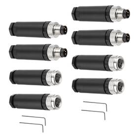 Fixinairp 609044707724 4 Set 3 Pin M8 Female Male Aviation Connector Wire Plug A Coding 8mm Sensor