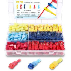 Ft0022 Flytuo 240pcs T-tap Wire Connectors Awg 22-10 Self-stripping Quick Splice Electric