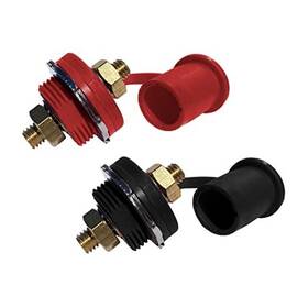 Full Spectrum Parts 685645457893 3/8 Inch Thru-panel Stud Junction With Cover High Power Copper Core Pair Red/black