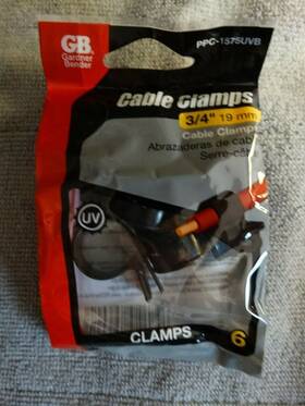Gardner Bender 032076896010 - Pack Of 6 Cable Clamps 3/4 Inch Black