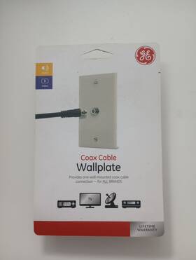 Ge 030878353175 New Lighting Almond Single Coaxial Cable Wall Plate 35317
