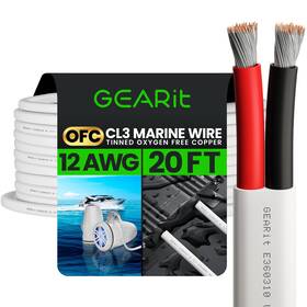 Gearit 815248026206 12 Gauge Marine Wire 12/2 Awg 20ft Grade Tinned Copper Oxyge