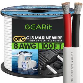 2-conductor Gearit 815248027814 8 Gauge Marine Wire 100ft 8/2 Awg Duplex Cable Tinned Oxygen-f