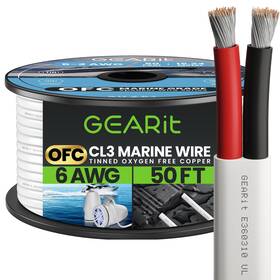 2-conductor Gearit 815248027838 6 Gauge Marine Wire 50ft 6/2 Awg Duplex Cable Tinned Oxygen-fr