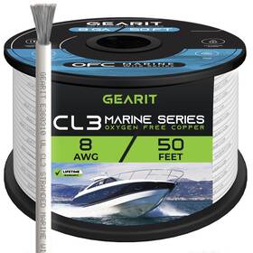 Gearit 815248027852 8 Gauge Marine Wire 50ft Awg Primary Cable Tinned Oxygen-free Coppe