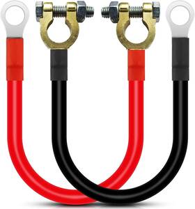12-24v Gebildet 744759765819 2x Car Battery Cables Red And Black Terminal Connectors 3awg 30cm