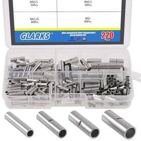 Glarks Gllaljt-200 220pcs Non-insulated Butt Connectors Assortment Kit Silver