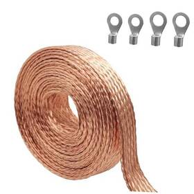 Hs-015-c-f10-3 Hansoo 9.84ft 5/8 Inch Flat Braided Ground Strap Sleeving Width 5/8in-9.84ft Copper