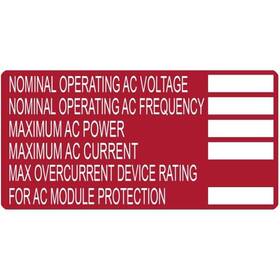 596-00252 Hellermanntyton Solar Label Ac Module Printable 4.0 Inch X 2.0 Vinyl Red