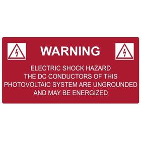 4.125x2in Hellermanntyton 596-00258 - Solar Label Warning Electrical Shock Hazard V Red 1 Ea