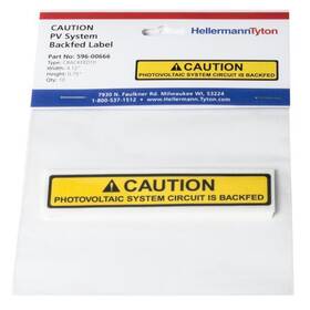 4.12x.75in Hellermanntyton 596-00666 Solar Label Caution Photovoltaic System Backfed V Yell Pack Of 10