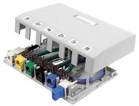 Hsb6w Hubbell Premise Wiring Surface Mount Box 6 Ports White