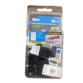 Ideal 89 783250810420 Cat6 Gigabit Keystone Data Jack 10 Pack -