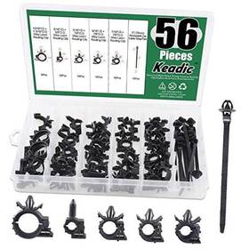 Kqcxj-56 Keadic 56pcs Car Wire Loom Routing Clips Assortment 6 Sizes Harness