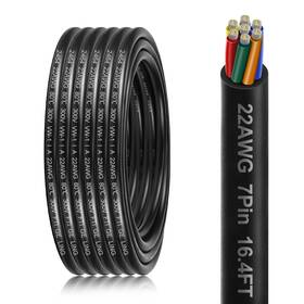 Ledlampsworld 16.4ft/5m 22 Gauge 7 Conductor Electrical Wire 16.4ft 22awg Pvc Thermostat Low V