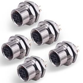 Lq-5797 Lonlonty M12 4pin A Coded Female Straight Ip67 Waterproof Rear Bulkhead Panel Receptac