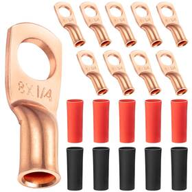 Maxdot 760385065970 10 Pack Ul Test Wire Lugs 8 Gauge Stud Ring Terminals Heavy Duty Coppe