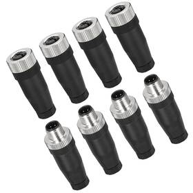 Metallixity 609044793895 4 Set Pin M12 Male And Female Aviation Wire Connector Ip67 Circular