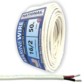 Natdm162d4w National Wire&cable 16/2 - 50 Ft Made In Usa Tinned Copper Duplex Boat 16-gauge 2