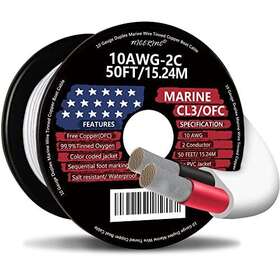 Nicerinc 798056984220 10 Gauge Duplex Marine Wire Tinned Copper Boat Cable 50ft Awg Standard Us